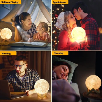 LED Nakts Gaisma 3D Drukas Mēness Lampas 8CM/12CM Ar atsevišķiem Akumulatora Barošanu Mīksto Apgaismojuma Radošo Guļamistaba Dekori Mīļāko Bērnu Bērniem Dāvanu