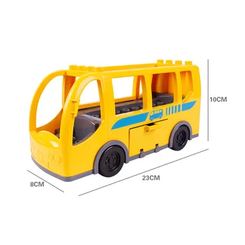 Liela Izmēra Celtniecības Bloki, Autobusi, Rotaļlietas Bērniem, Lielo Pilsētu DIY Autobusu Rotaļu Automašīnas Modeli Var Braukt 6 Minifigures Zēnu un Meiteņu Izglītības Rotaļlietas