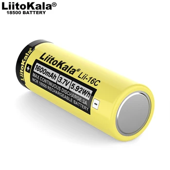LiitoKala Lii-16C 18500 1600mAh 3,7 V akumulators Recarregavel litija jonu akumulators LED lukturīti
