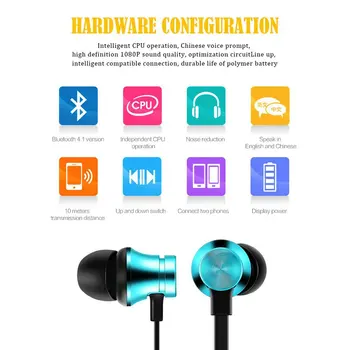 Magnētiskā Bezvadu Bluetooth Austiņas Stereo Sporta Ūdensizturīgs Earbuds Bezvadu in-ear Austiņas ar Mikrofonu Priekš IPhone Samsung 7