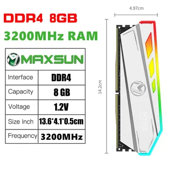 MAXSUN Memoria RAM DDR4 4GB 8GB 16GB Atmiņu DDR3 1600 2666 3200MHz Ram Dimm DDR4 RGB Apgaismojums Jaunu Desktop Atmiņas ar Siltuma Izlietnes