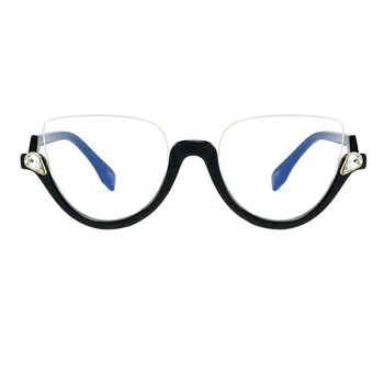 Moderns Brilles Rāmis Sieviešu Modes Pusi Rāmis Melns Anti Zilā Gaisma Briļļu Rāmis Luksusa Kristāla Cleear Briļļu Rāmji Okulary