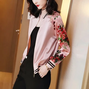 Modes korejas Drukāšanas rāvējslēdzēju jaka bomber Sieviešu Casual slim plus lieluma novāktajiem jaka Dāmas pavasara Eelegant streetwear Caot