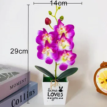 Mākslīgā Butterfly Orhideju, Bonsai Viltus Ziedu ar Pot, Mājas Mēbeles, Dekori Mākslīgie Ziedi Pot Mājas Dekori