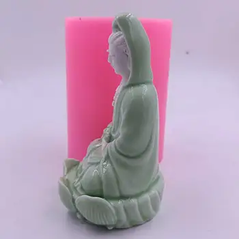NewestBuddha Avalokitesvara Svece Pelējuma Silikona Veidnes, lai Sveču Vaska Aromātu, Ģipsis, Ģipša formu Keramikas Sveķi, Māla Amatniecības Veidnes