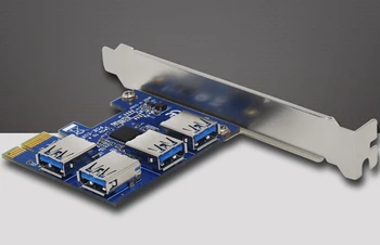 PCI-E USB Stāvvadu Karte 1X 4-port USB3.0 Converter Adatper PCIe X1, 4 Port USB 3.0 Ieguves Karte