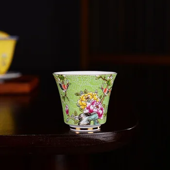 Porcelāna Roku darbs Teacup Keramikas Kungfu Tējas Tase Tējas Bļodā Vienu Teaware 50ml Ziedu Raksts Dekorēts Dāvanu Uzglabāšana Piegādes