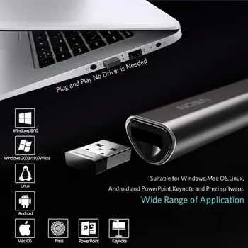 Prezentācijas Metieris Bezvadu Prezentētājs Rādītāju N35 RF 2.4 GHz PPT Slide Advancer USB Tālvadības pults Flip Pildspalvu Powerpoint