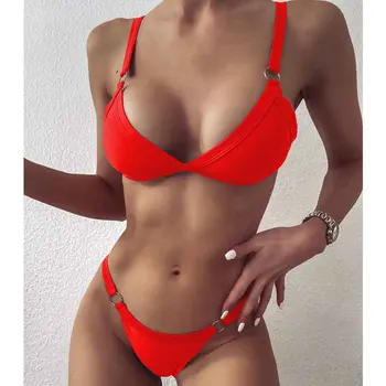 Push Up Bikini Komplekts Ir 2021. Sieviete Peldkostīms Ar Zemu Vidukļa Peldkostīmi Sieviešu Cietā Peldkostīms Brazīlijas Biquini Vasaras Pludmali, Valkāt F42