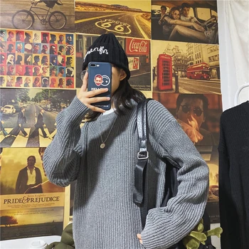 Rudens Džemperi, Vīriešu Siltā Modes Retro Gadījuma Trikotāžas Džemperis Vīriešiem Savvaļas Zaudēt korejas Adīšanas Džemperi Vīriešu Drēbes M-2XL
