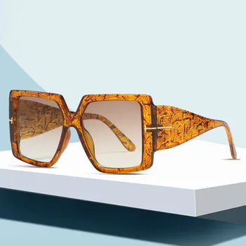 Saulesbrilles Sieviešu Kvadrātveida Rāmis Zīmola Dizainere Retro Saules Brilles Unisex Laukuma Brūns UV400
