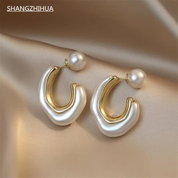 SHANGZHIHUA Balto pērļu auskari sievietēm ir 2021. jaunu tendenci smalku modes auskari papildu sajūtu imitāciju pērļu auskari