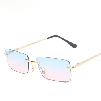 Sievietes Bez Apmales Laukumā Saulesbrilles Jaunu Zelta Rāmis, Saules Brilles Modes Zīmola Dizaina 2021
