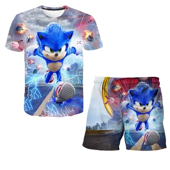 Sonic T Kreklu Un Bikses, Kostīmi Bērniem, Apģērbu Komplekti, Bērnu Drēbes, Bērnu Meiteņu Topi, Šorti Tshirts+Bikses 2gab Komplekti Sporta Tērps