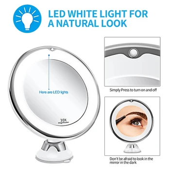Spogulis ar LED Gaismas Apgaismojums 10X Palielināt Palielinājumu Kosmētikas Kārtu Kosmētiku, Tualetes, Guļamistabas Galda Make-up, Atspoguļojot Vannas istaba