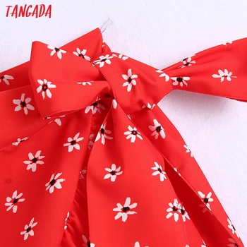 Tangada Sievietes Ir 2021. Modes Sarkanu Ziedu Drukāt Mežģīņu Šorti Svārki Vintage Augsta Vidukļa Atpakaļ Rāvējslēdzēju Sieviešu Svārki Mujer BE935