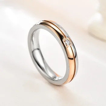 Titāna tērauda pāris Gredzens Black Rose Gold zircon gredzenu mīlestība gredzenu saderināšanās gredzenu, kāzu gredzenu, nerūsējošā tērauda gredzens