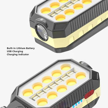 USB Lādējamu COB Darbi Gaismas Pārnēsājams LED Lukturītis Regulējams Ūdensizturīgs Kempings Laternu Magnētu Dizains, Ar Jaudas Displeju