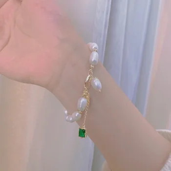 V-563 franču pearl rokassprādzi emerald rokassprādzi, kulonu gaismas luksusa retro tiesa stila vienkārša personība, temperaments, universāls