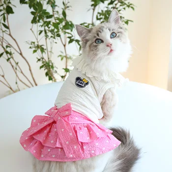 Vasaras Kleitas Kaķu Princese Salda Mīlestība Bubble Svārki Moderns Kaķis viengabala Kleita Suns Pet Apģērbs