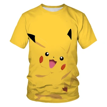Vasarā Jauno Anime T Krekls Karstā pārdošanas Jauniešu T-krekli Laimīgs Pokemonu 3d Digital Print Sērijas Topi Zēns Meitene Gadījuma Modes T-krekls