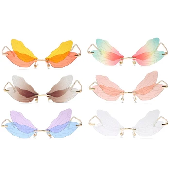 Vintage Spāres Spārniem Saulesbrilles Modes bez apmales Sieviešu Skaidrs, Lēcas, Briļļu Vīriešiem Rozā, Saules Brilles UV400 Briļļu Sieviete Ir 2021. Jaunas