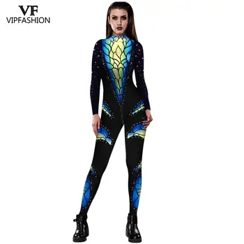 VIP MODES Mehāniskās Bodysuit Halloween Tērpi Sievietēm 3D Drukas Rožu Skelets Jumpsuit Plus Lieluma Cosplay Kostīms