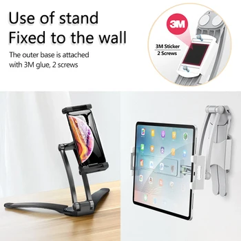 Virtuves Sienas Stiprinājums Galda Tablet Stand Metāla grupu Viedtālruņu Turētājs iPad Pro 11 9.7 10.2 10.5 iPhone 12 Pro Max Xiaomi