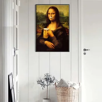 Ziemeļvalstu Stilā Minimālismu Mona Lisa Plakātu Sienas Mākslas Audekls Izdrukas Alus Krāsošana Moduļu Bildes Dzīvojamā Istaba Mūsdienu Mājas Dekoru