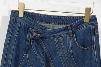 DEAT ir 2021. jaunu augsto vidukli, džinsa bikses izlīdzināšanu apakšā svītrainām rāvējslēdzēji slim pavasarī un rudenī sieviešu džinsi modes WO52005l