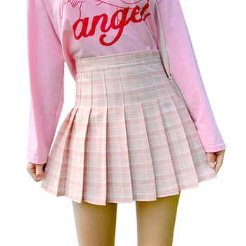 Rozā Svārki Kroku Mini Svārki Mujer Faldas korejas Modes Apģērbu Skolā Vienotu Līniju, Mini Svārki Japāņu Svārki Sievietēm