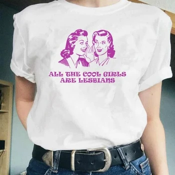 Visu Atdzesē Meitenes Ir Lesbietes T Krekls Sievietēm Praidu Lgbt T-krekls Unisex Skaņas Geju Gadījuma Kokvilnas ar Īsām Piedurknēm Modes Top Tees